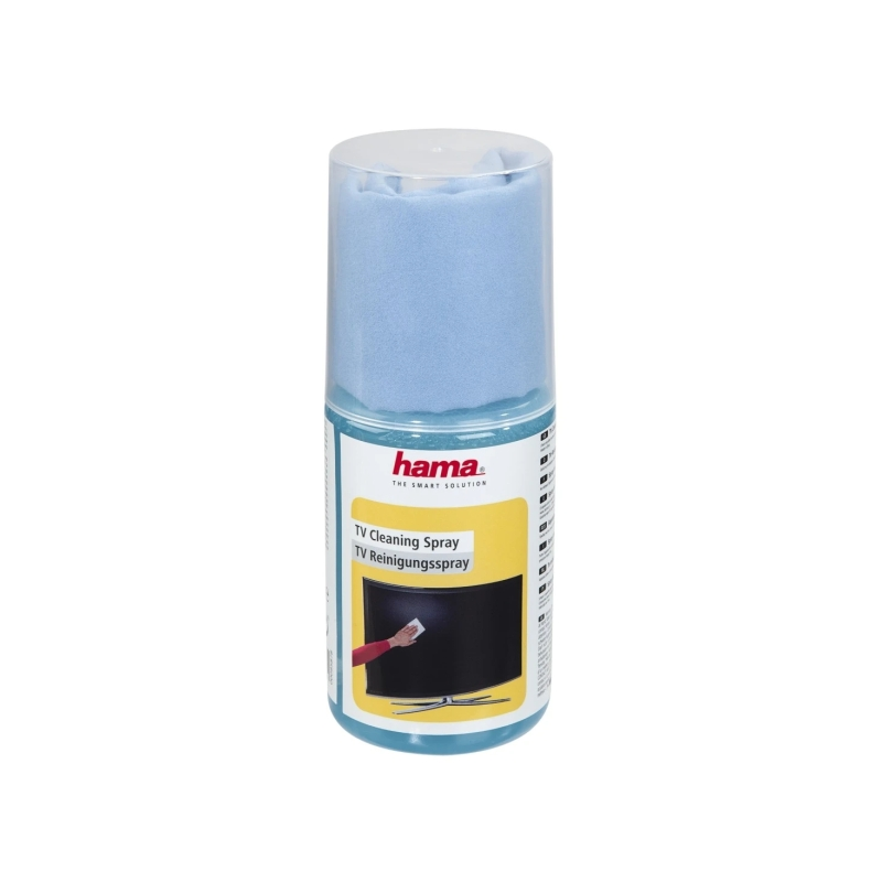 Nettoyant écran de télévision Hama en spray - Contenance : 200 ml - Chiffon en microfibre - Bleu