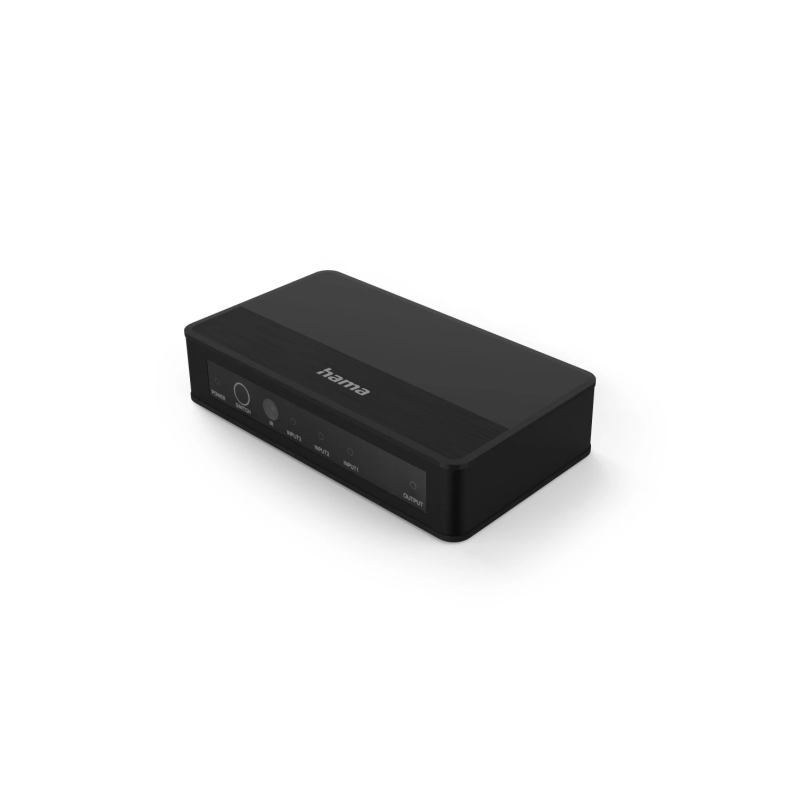Commutateur HDMI 4K Hama Essential - Télécommande - 3 entrées - 1 sortie - 13 x 1,5 x 5,5 cm - Noir