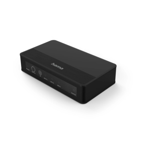 Commutateur HDMI 4K Hama Essential - Télécommande - 3 entrées - 1 sortie - 13 x 1,5 x 5,5 cm - Noir