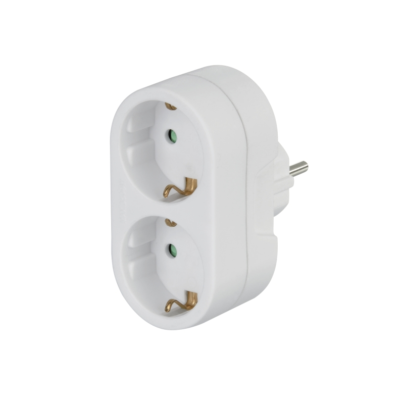 Multiprise murale Hama avec 2 prises Schuko - Puissance maximale 3680 W - Blanche