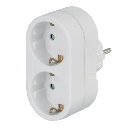 Multiprise murale Hama avec 2 prises Schuko - Puissance maximale 3680 W - Blanche