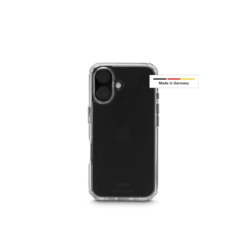 Coque Hama Extreme Protect pour iPhone 16 - Antidérapante - Polycarbonate - Protection D3O - Bords surélevés - Transparente