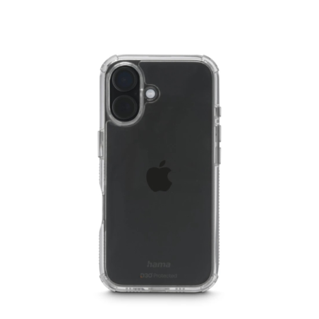 Coque Hama Extreme Protect pour iPhone 16 - Antidérapante - Polycarbonate - Protection D3O - Bords surélevés - Transparente