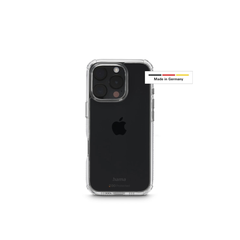 Coque Hama Extreme Protect pour iPhone 16 Pro - Antidérapante - Polycarbonate - Protection D3O - Bords surélevés - Transparente