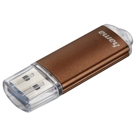Clé USB 3.0 Hama Laeta avec capuchon - Capacité 16 Go - Vitesse de transfert 70 Mo/s - Boîtier en métal - 60 x 18 x 9 mm - Marro