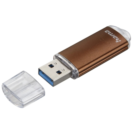 Clé USB 3.0 Hama Laeta avec capuchon - Capacité 128 Go - Vitesse de transfert 90 Mo/s - Boîtier en métal - 60 x 18 x 9 mm - Marr
