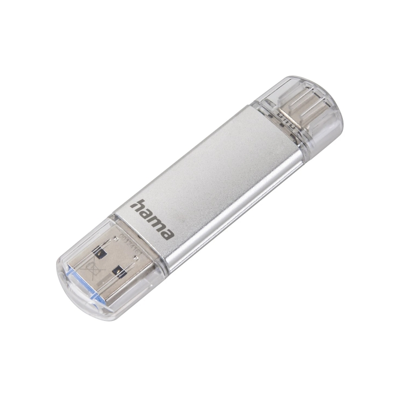 Clé USB 3.0 Hama Laeta avec capuchon - Capacité de 32 Go - Vitesse de transfert de 40 Mo/s - Fonction OTG - USB-C - USB-A - Boît