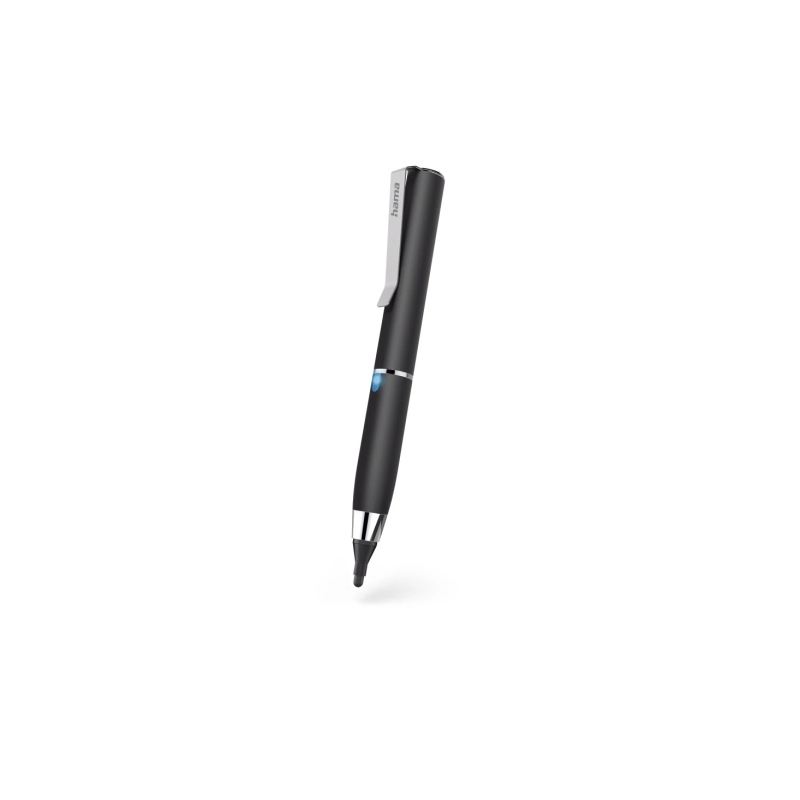 Stylet Hama Active Fineline pour tablettes - Pointe fine 2,5 mm - Corps en aluminium - Longueur 116 mm - Clip intégré - Noir