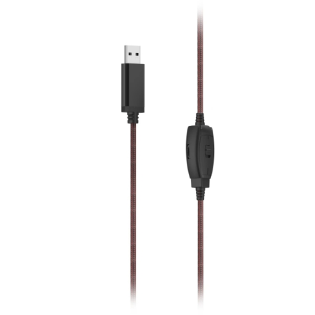 Casque Hama HS-USB400 V2 avec microphone omnidirectionnel, câble de 2 m, arceau réglable et coussinets d'oreille en maille. Noir