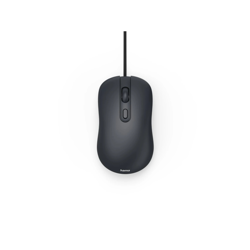Souris optique Hama CM-200 - 2000 dpi - Câble de 180 cm - 4 boutons - Silencieuse - Ambidextre - 5,8 x 3,5 x 10,3 cm - Noire