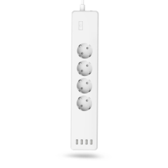 Multiprise intelligente Hama à 8 prises - Câble de 1,7 m - 4 prises Schuko - 4 ports USB-A - Compatible avec les assistants voca