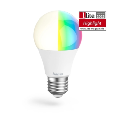 Ampoule LED connectée Hama E27 - 10 W - RGBCCT - Wi-Fi - Compatible assistant vocal - Contrôle via application - IP20 - Blanche