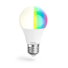 Ampoule LED connectée Hama E27 - 10 W - RGBCCT - Wi-Fi - Compatible assistant vocal - Contrôle via application - IP20 - Blanche