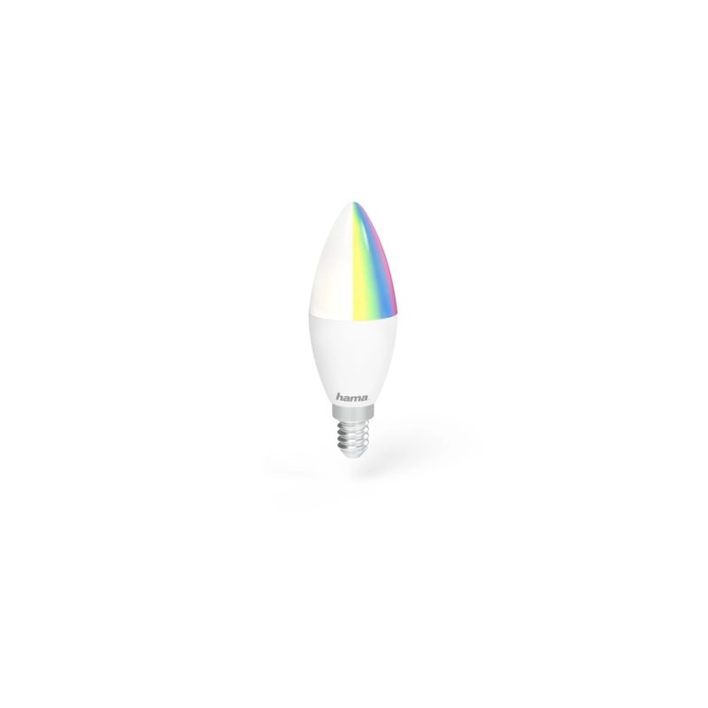 Ampoule LED Hama Smart E14 - Puissance 5,5 W - RGBW - Wi-Fi - Compatible assistant vocal - Contrôle via application - Forme boug