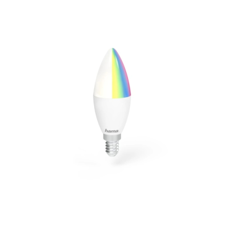 Ampoule LED Hama Smart E14 - Puissance 5,5 W - RGBW - Wi-Fi - Compatible assistant vocal - Contrôle via application - Forme boug