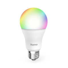 Ampoule LED connectée Hama E27 - 9 W - RGBW - Wi-Fi - Compatible assistant vocal - Contrôle via application - IP20 - Blanche