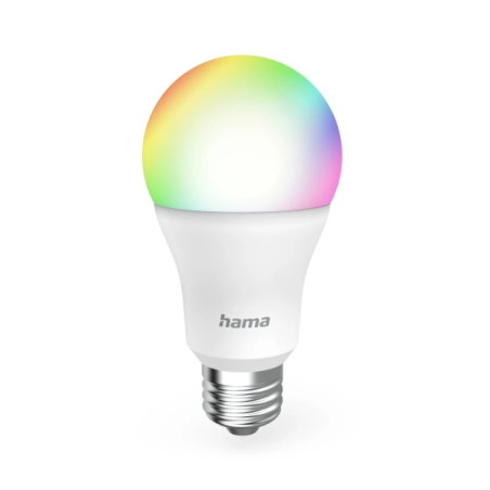 Ampoule LED connectée Hama E27 - 9 W - RGBW - Wi-Fi - Compatible assistant vocal - Contrôle via application - IP20 - Blanche
