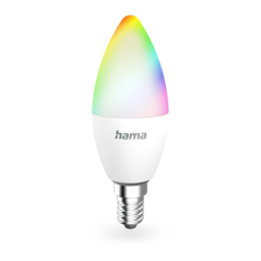 Ampoule LED connectée Hama E14 - Puissance 4,9 W - RGBW - Wi-Fi - Compatible assistant vocal - Contrôle via application - Forme