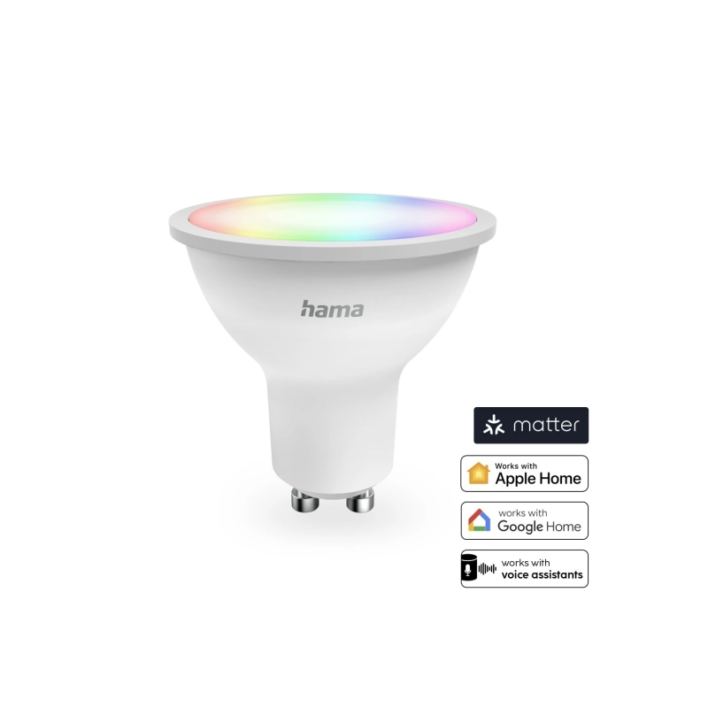 Ampoule LED intelligente Hama - Puissance 4,9 W - RGBW - Wi-Fi - Compatible assistant vocal - Contrôle via application - IP20 -