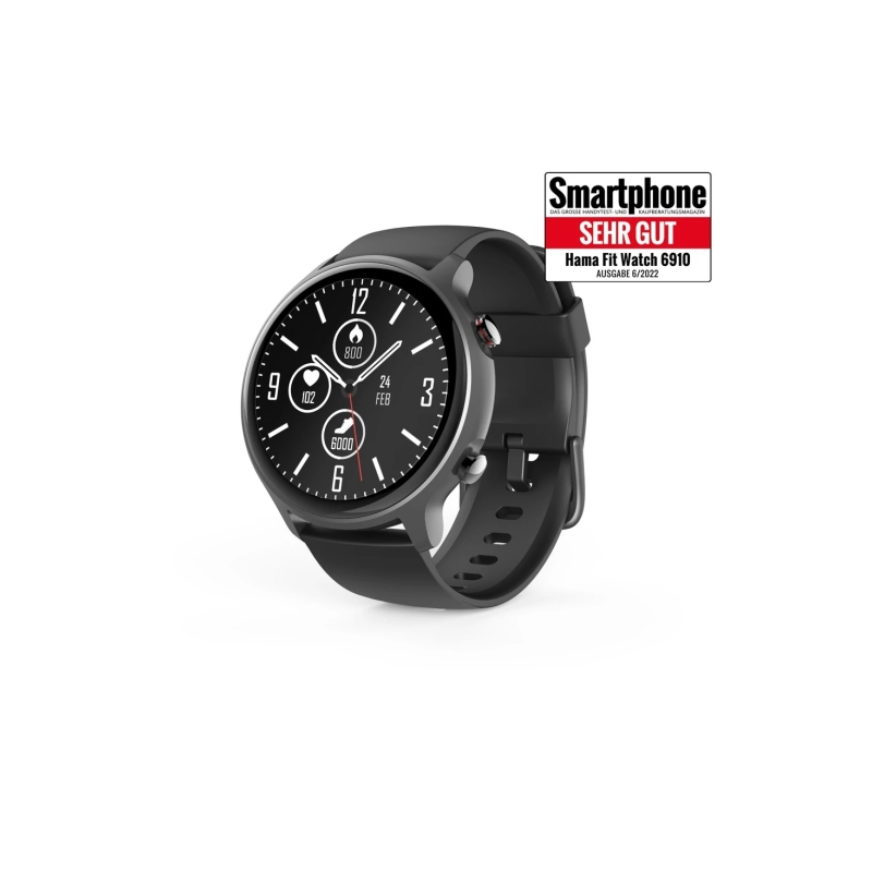 Montre connectée Hama 6910 - Bluetooth 5.0 - Jusqu'à 6 jours d'autonomie - Écran LCD 1,28" - Étanchéité IP68 - GPS intégré - Noi