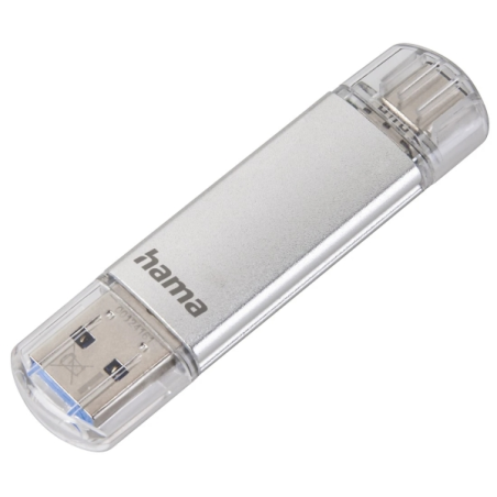 Clé USB 3.0 Hama Laeta avec capuchon - Capacité de 128 Go - Vitesse de transfert de 40 Mo/s - Fonction OTG - USB-C - USB-A - Boî