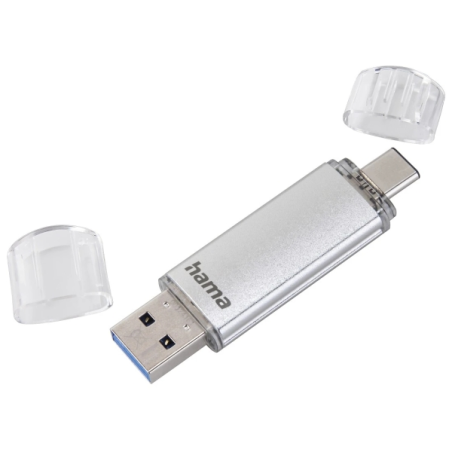 Clé USB 3.0 Hama Laeta avec capuchon - Capacité de 256 Go - Vitesse de transfert de 70 Mo/s - Fonction OTG - USB-C - USB-A - Boî
