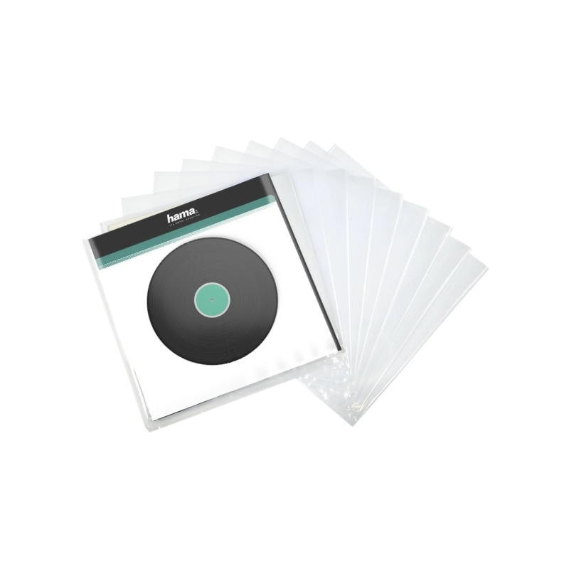 Hama Lot de 10 pochettes pour disques vinyle - Polypropylène - 32,7 x 32,5 x 0,07 cm - Transparent
