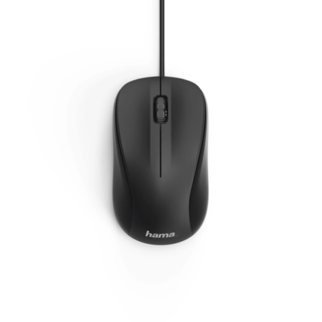 Souris optique Hama CM-300 1200 dpi - Câble de 180 cm - 3 boutons - Silencieuse - Ambidextre - 5,8 x 3,7 x 10,3 cm - Noire
