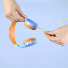 Casque audio Hama Kids Guard avec microphone - Câble de 1,2 m - Prise jack 3,5 mm - Arceau réglable - Orange