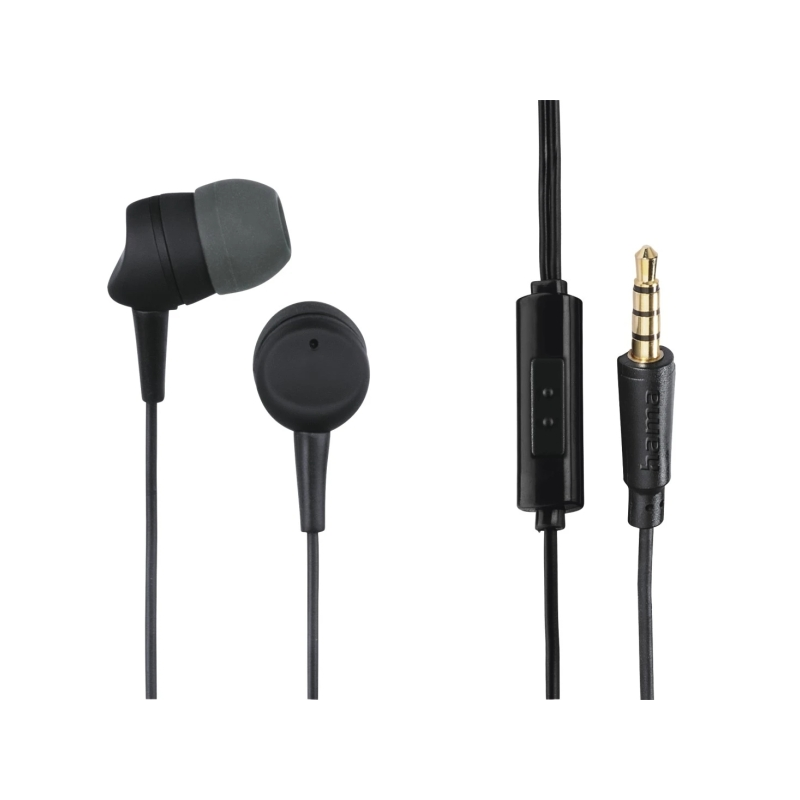Casque Hama Kooky avec microphone - Câble de 1,2 m - Prise jack 3,5 mm - Noir