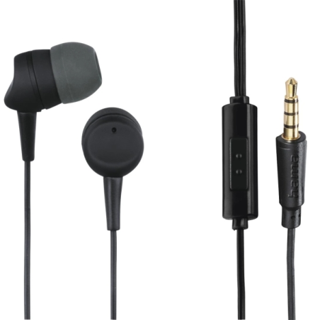 Casque Hama Kooky avec microphone - Câble de 1,2 m - Prise jack 3,5 mm - Noir