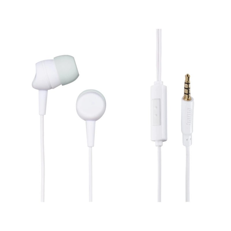 Casque Hama Kooky avec microphone - Câble de 1,2 m - Prise jack 3,5 mm - Blanc
