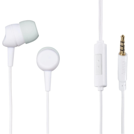 Casque Hama Kooky avec microphone - Câble de 1,2 m - Prise jack 3,5 mm - Blanc