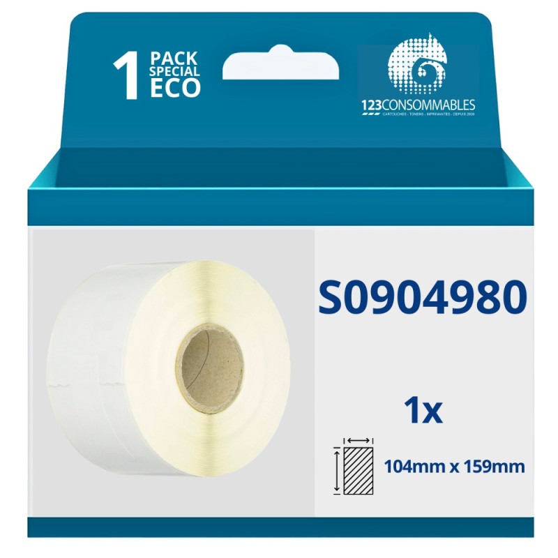 Rouleau étiquettes compatibles DYMO LABELWRITER 4XL (S0904980) 104 mm x 159 mm Rouleau étiquettes compatibles DYMO LABELWRITER 4XL (S0904980) 104 mm x 159 mm