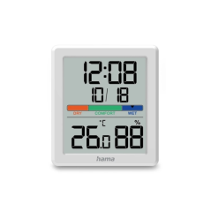 Thermomètre et hygromètre intérieur Hama Paros - Affichage numérique - Horloge - Précision de 1 °C - Indicateur de confort - Fix
