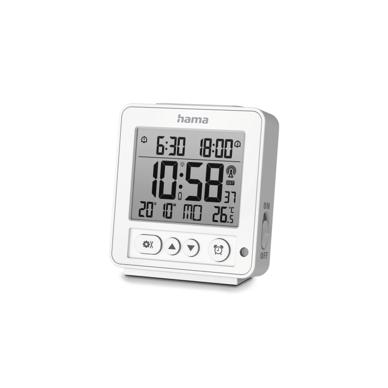 Radio-réveil Hama Rhodes - Affichage numérique - Thermomètre - Fonction snooze - 2 alarmes configurables - Fuseau horaire réglab