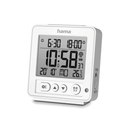 Radio-réveil Hama Rhodes - Affichage numérique - Thermomètre - Fonction snooze - 2 alarmes configurables - Fuseau horaire réglab