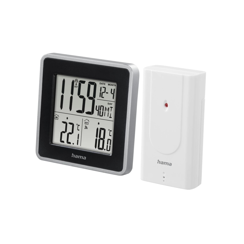Station météo Hama EWS Intro - Horloge - Capteur extérieur - Radiofréquence - Thermomètre - Hygromètre - 9,5 x 3 x 9,5 cm - Noir