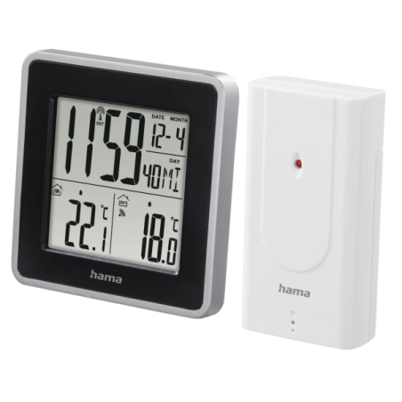 Station météo Hama EWS Intro - Horloge - Capteur extérieur - Radiofréquence - Thermomètre - Hygromètre - 9,5 x 3 x 9,5 cm - Noir