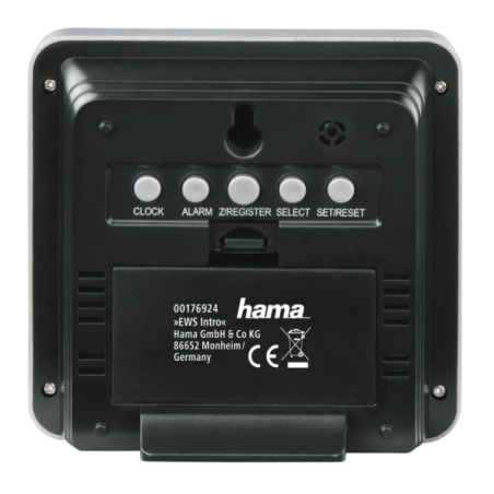 Station météo Hama EWS Intro - Horloge - Capteur extérieur - Radiofréquence - Thermomètre - Hygromètre - 9,5 x 3 x 9,5 cm - Noir