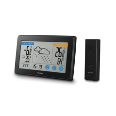 Station météo tactile Hama - Horloge - Prévisions météo - Capteur extérieur - Radiofréquence - Thermomètre - Hygromètre - 14 x 2