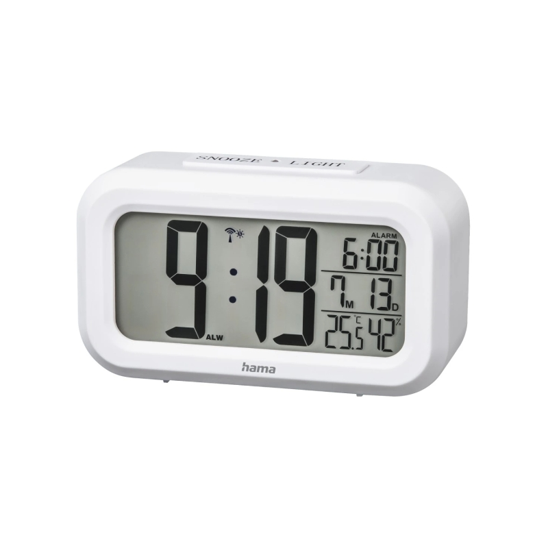 Radio-réveil Hama RC 660 - Thermomètre - Hygromètre - Affichage numérique - Fonction snooze - 2 alarmes configurables - 11,8 x 4