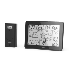 Station météo Hama Meteotime - Horloge - Prévisions météo - Capteur extérieur - Radiofréquence - Thermomètre - Hygromètre - 15,3