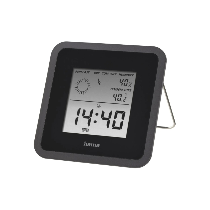Thermomètre et hygromètre Hama - Affichage numérique - Horloge - Alarme - Prévisions météo - Mémoire des données - Indicateur de