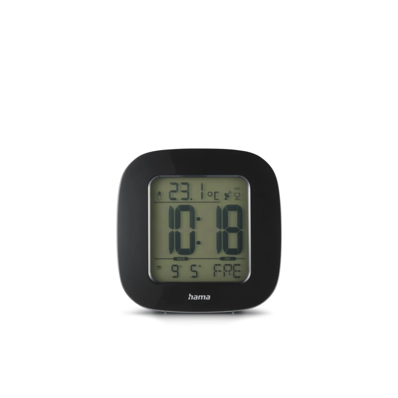 Radio-réveil Hama RC 45 - Affichage numérique - Thermomètre - Fonction snooze - Fuseau horaire réglable - 7,8 x 4 x 7,8 cm - Noi