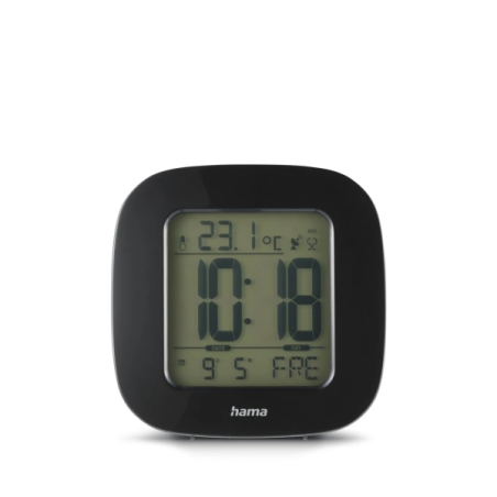 Radio-réveil Hama RC 45 - Affichage numérique - Thermomètre - Fonction snooze - Fuseau horaire réglable - 7,8 x 4 x 7,8 cm - Noi