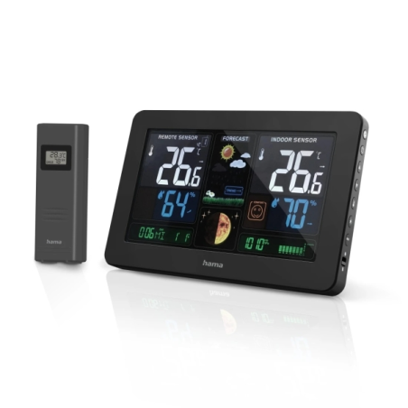 Station météo Hama Premium - Horloge - Prévisions météo - Capteur extérieur - Radiofréquence - Thermomètre - Hygromètre - 20,5 x