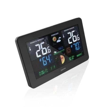 Station météo Hama Premium - Horloge - Prévisions météo - Capteur extérieur - Radiofréquence - Thermomètre - Hygromètre - 20,5 x