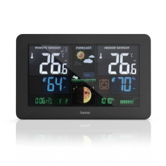 Station météo Hama Premium - Horloge - Prévisions météo - Capteur extérieur - Radiofréquence - Thermomètre - Hygromètre - 20,5 x