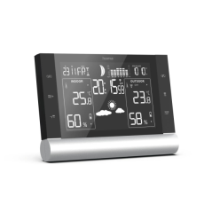Station météo Hama Black Line Plus - Horloge - Prévisions météo - Capteur extérieur - Radiofréquence - Thermomètre - Hygromètre